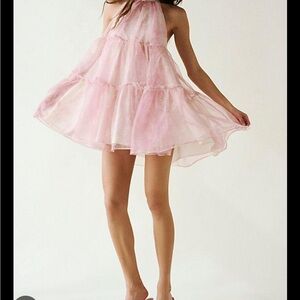 Free People Sweet Serenade Mini Dress Bubblegum Combo Pink, Size L, NWT